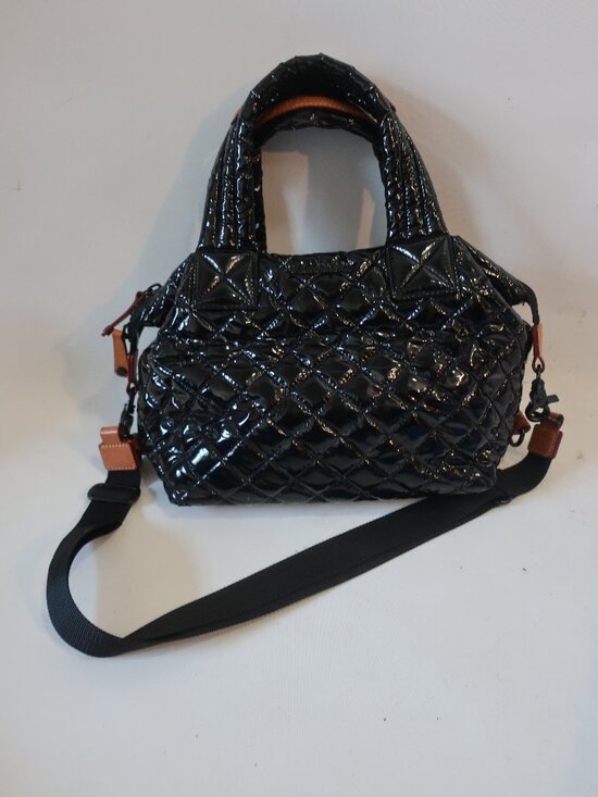 MZ Wallace Handbags - MZ Wallace Black Small Quilted Sutton Deluxe High Gloss Lacquer Finish Bag